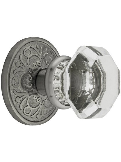 Lancaster Door Set With Old Town Crystal Knobs in Antique Pewter.